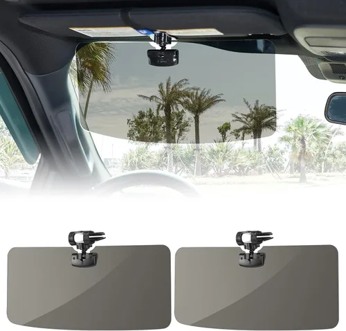 Vista 10 de JOYTUTUS Extensor de visera solar para automóvil, visera solar polarizada antirreflejos universal fácil de instalar, extensión de visera UV400