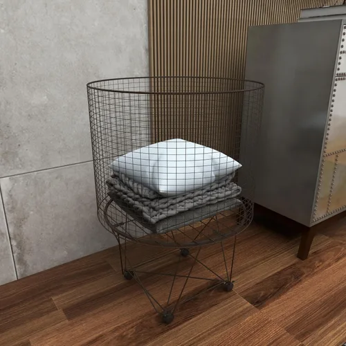 Vista 5 de Deco 79 Carro de almacenamiento cilíndrico de metal con ruedas, 20 x 20 x 28 pulgadas, bronce