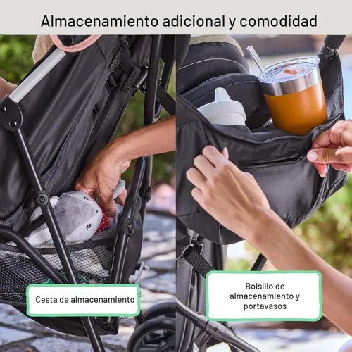 Vista 4 de Ingenuity Cochecito de Conveniencia 3D Mini – Cochecito Ligero, Plegado Compacto, Reclinación Multiposición, Capota con Visera Solar Desplegable