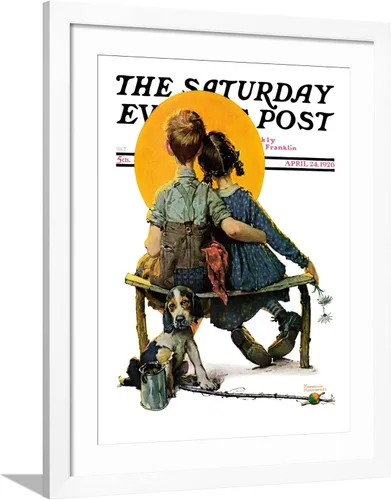 Vista 10 de ART.COM Norman Rockwell - Cubierta para poste de pared con estampado giclée Little Spooners or Sunset Saturday Evening Post, 24 de abril de 1926