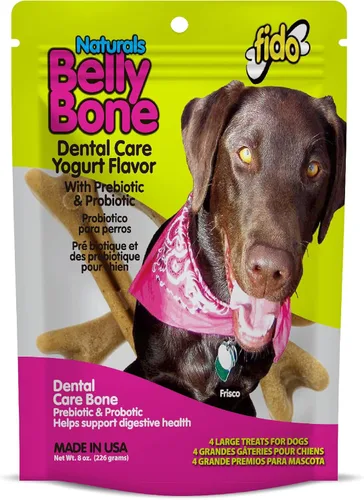 Vista 8 de Fido Belly Bones para perros, 13 golosinas dentales para perros pequeños con sabor a yogur (hechas en Estados Unidos) – 13 golosinas para perros