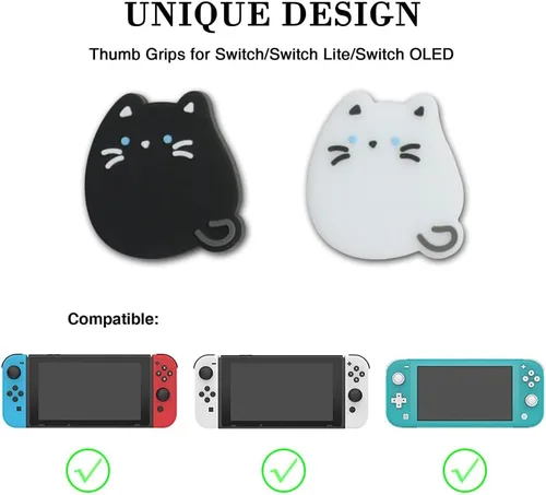 Vista 2 de PERFECTSIGHT Switch Joycon - Tapones de silicona para Nintendo SwitchSwitch LiteSwitch OLED, cubierta de botón analógico suave para NS Joycon