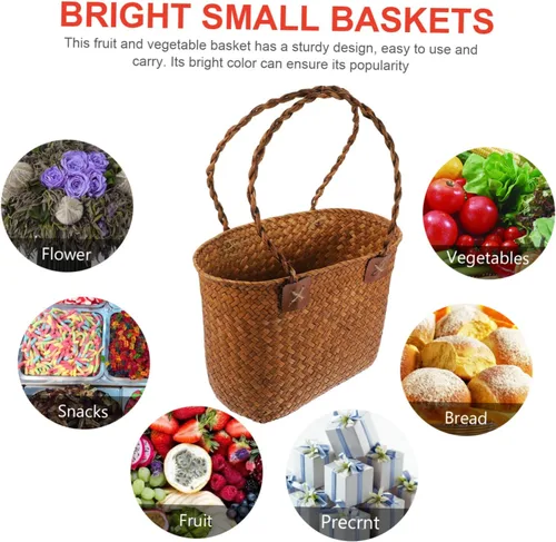 Vista 5 de Zerodeko 2 cestas de almacenamiento de mimbre cesta africana cestas tejidas para cestas de boda cesta de compras africana cesta de plantas de hierba