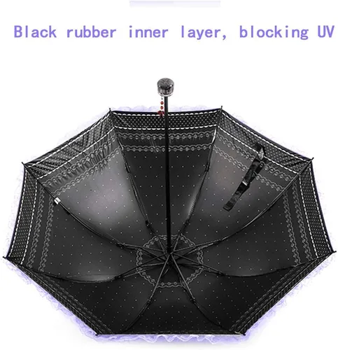 Vista 14 de WANLIAN Paraguas de encaje a prueba de viento plegable soleado y lluvioso a prueba de rayos ultravioleta anti sol protección UV sombrilla paraguas