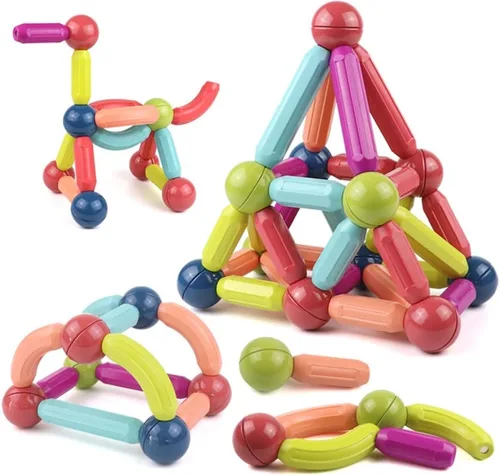 Vista 4 de 130 piezas de juguetes de construcción con imanes 3D – Juguetes magnéticos de construcción – Juguetes educativos de construcción STEM – Juguetes