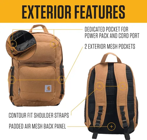 Vista 2 de Carhartt Mochila con doble compartimento de 28 litros, paquete duradero con funda para portátil y base resistente a la abrasión Duravax, color negro