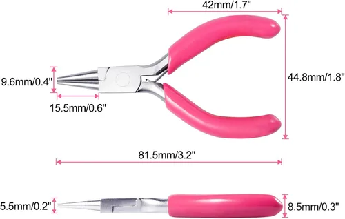 Vista 6 de SPEEDWOX Mini alicates de mango de PVC rosa de punta redonda, 3 pulgadas, fabricación de joyas y envoltura de alambre, suministros de bricolaje