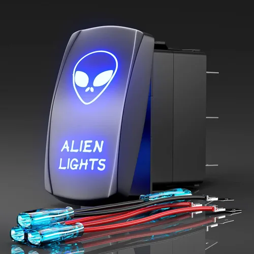 Vista 11 de Interruptor basculante con luz LED de barra, interruptor de palanca grabado con láser ENCENDIDO/APAGADO SPST de 5 pines 12V 24V cables de puente