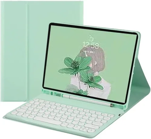 Vista 19 de Funda para teclado Galaxy Tab S6 Lite 2024/2022/2020 con soporte para bolígrafo S, funda magnética desmontable para teclado con teclas redondas