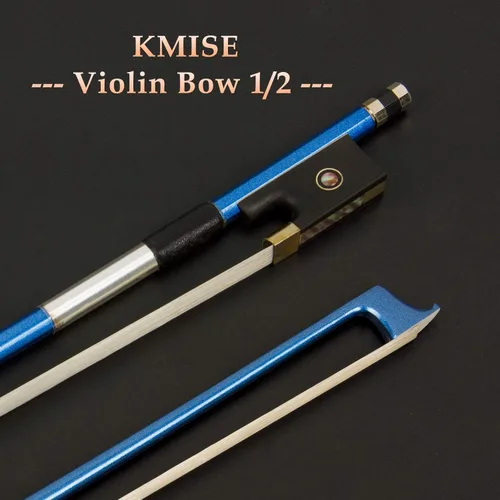 Vista 2 de Kmise Arcos para violín de fibra de carbono: Arco de violín ligero 1/2, arco de violín antideformación, pelo de caballo ultraelástico, regalo