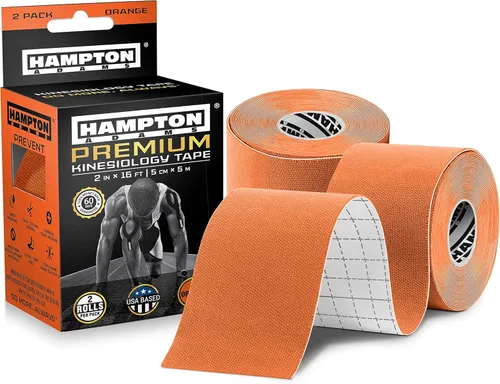 Vista 10 de Hampton Adams Como se ve en Shark Tank Cinta de kinesiología elástica (paquete de 2) Cinta atlética sin cortar para soporte y protección