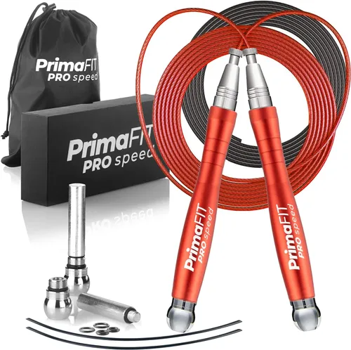 Vista 10 de PrimaFIT Jump Rope Pro Speed Skipping Rope Adjustable Adult Jumping Rope Weighted Aluminium Handles for Double Dutch Boxing Workout Crossfit