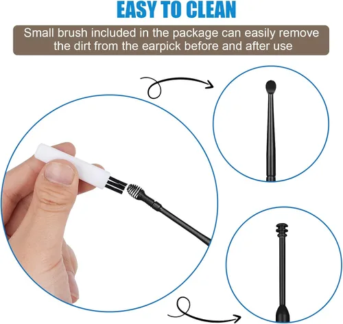 Vista 6 de Kit de eliminación de cera de oído, palillo de oído, juego de herramientas de limpieza de oídos, cureta de cuchara de oreja 6 en 1