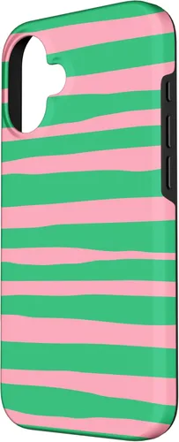 Vista 2 de Pink and Green Stripes aka Streaks Case for iPhone 16