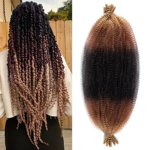 Vista 9 de 3 paquetes de cabello rizado afro elástico pre-separado de 12 pulgadas, rizos naturales pre-espumosos negros son perfectos para el cabello crochet