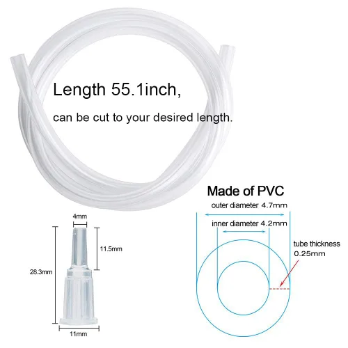 Vista 5 de Paquete de 3 jeringas de 3.4 fl oz con tubo de 55.1 pulgadas para dispensar, medir, científico y rellenado