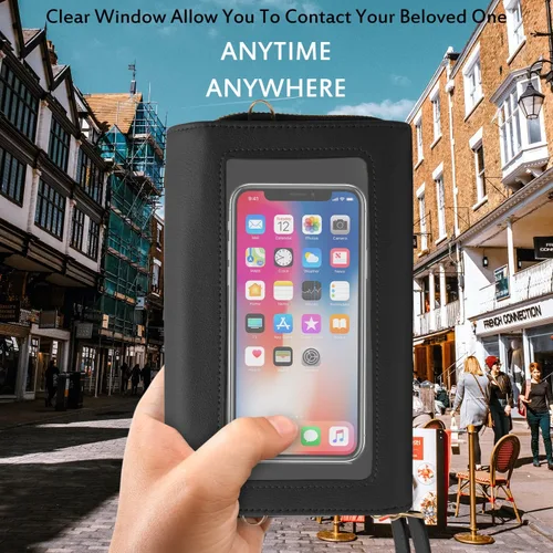 Vista 2 de CrossBody Bolsas con pantalla táctil para teléfono celular, bolsillo con cremallera, bloqueo RFID, tarjetero para iPhone para mujer