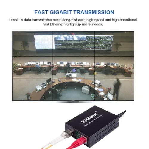 Vista 3 de 10Gtek Convertidor de medios Gigabit Ethernet con módulo 1000Base-SX incluido, MMF Dual LC Fibra a Ethernet RJ45 Convertidor para 10/100/1000Base-Tx