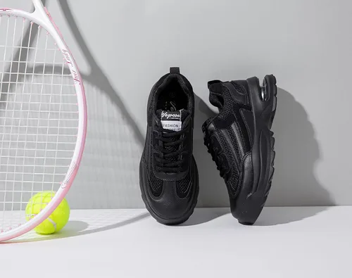 Vista 5 de Vepose Tenis gruesos 8018 para mujer, con espuma viscoelástica con amortiguación de aire, con cordones y soporte de arco