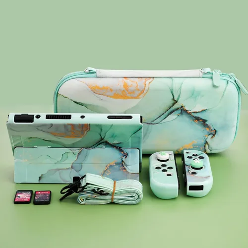 Vista 7 de FUNDIARY Funda de transporte para Nintendo Switch OLED, a prueba de golpes, bolsa de viaje portátil para accesorios con funda protectora de PC