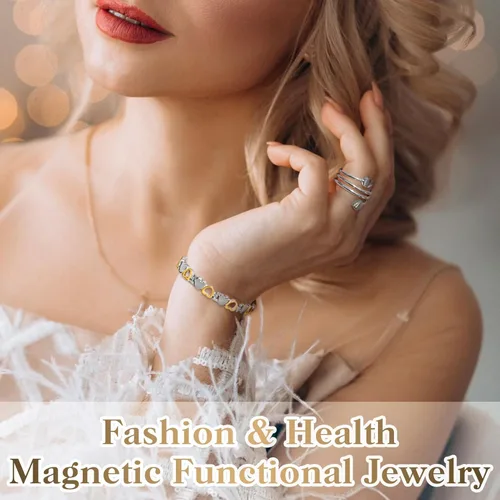 Vista 2 de Mahnco Pulsera magnética de desintoxicación linfática, pulsera de titanio para mujer, anillo de drenaje linfático y pulsera con 3500 imanes Gauss
