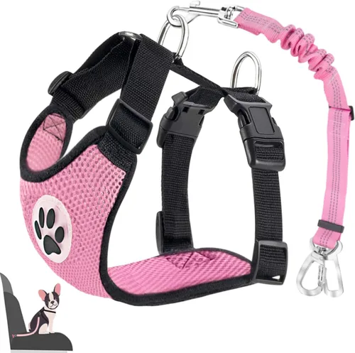 Vista 12 de Lukovee - arnés de seguridad para perro con cinturón de seguridad, arnés de seguridad ajustable para mascotas, doble tejido de malla transpirable