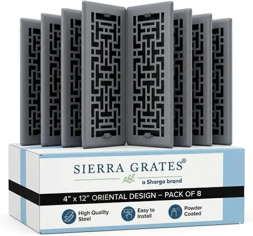 Vista 31 de Registro de piso de diseño oriental de 4 x 12 pulgadas en acabado de bronce metálico, cubiertas de ventilación para piso del hogar, cubiertas