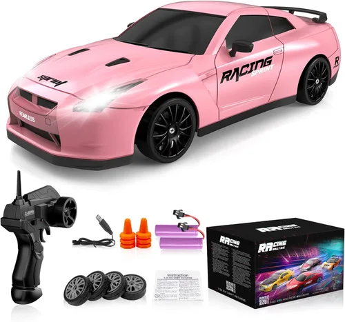 Vista 9 de Auto de control remoto RC Drift Car 2.4GHz Escala 1:24 4WD 15KM/H Modelo de vehículo de alta velocidad con luces LED Neumático de Derrape Coche