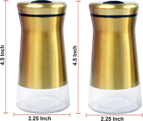 Vista 4 de Pimentero y salero cubierta de acero inoxidable con parte inferior de vidrio con cubierta ajustable giratoria – Cocteleros de azúcar para especias