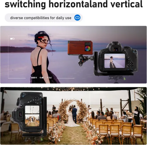 Vista 5 de Cámara con soporte en L para DSLR vertical horizontal Trípode de liberación rápida Compatible con Canon Nikon Sony DJI Osmo Ronin Zhiyun