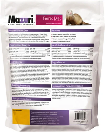 Vista 2 de Mazuri Alimento nutricionalmente completo para hurones Bolsa de 5 libras (5 lb.)