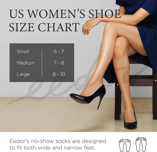 Vista 6 de Eedor - Calcetines invisibles para mujer, antideslizantes, de corte bajo