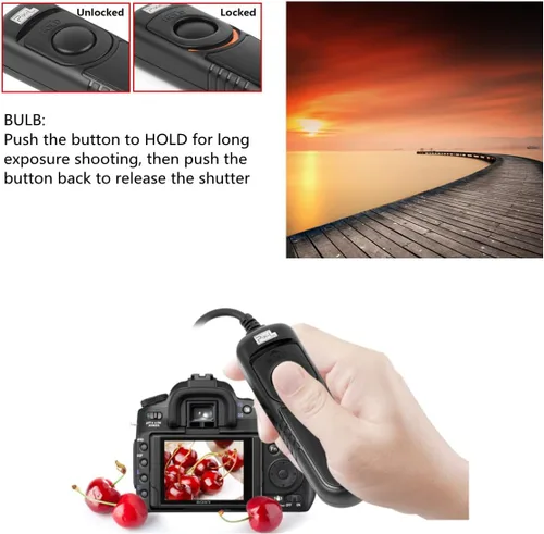 Vista 4 de Pixel Cable de liberación de control remoto del obturador RC-201 DC0 compatible con Nikon Z9, D3, D4, D5, D6, D800, D850, D800E, D810, D810A, D700