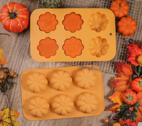 Vista 8 de Webake Molde de pastel de calabaza de silicona 3D para cupcakes de calabaza para hornear postre mousse bandeja para Halloween Acción de Gracias