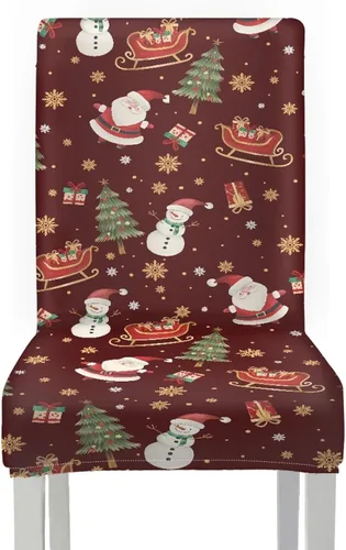 Vista 3 de HUGS IDEA Juego de 4 fundas para sillas de comedor de Navidad, fundas elásticas para sillas de cocina, fundas elásticas para sillas de comedor