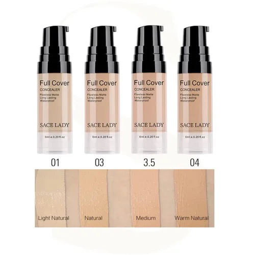 Vista 7 de Corrector impermeable de cobertura completa con juego de esponja de imprimación, suave mate impecable, crema líquida, corrector de maquillaje