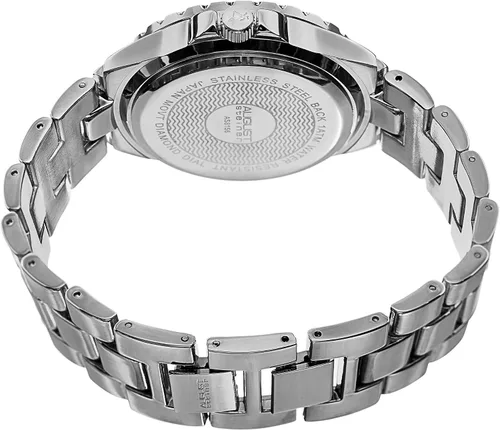 Vista 4 de August Steiner AS8156 - Reloj de pulsera de acero inoxidable con 8 marcadores de hora de diamantes