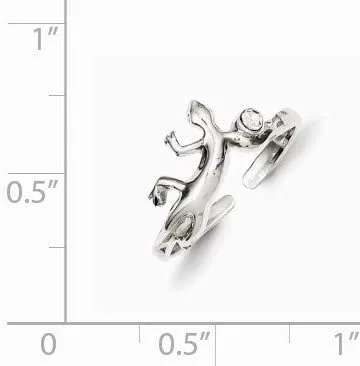 Vista 2 de Lizard y Circonita Cúbica Toe anillo en plata de ley Antiqued