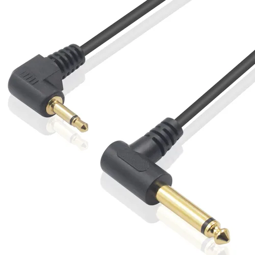 Vista 2 de Duttek Cable mono de 90 grados de 1/8 a 1/4, cable de guitarra de 1/8, ángulo recto de 0.250 in 1/4 macho a 0.138 in, cable de altavoz mono macho