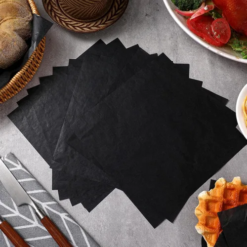 Vista 7 de Estune 240 piezas de hojas de papel deli de 7 x 7 pulgadas, papel de cera seco para sándwiches, resistente al aceite, forros para cesta