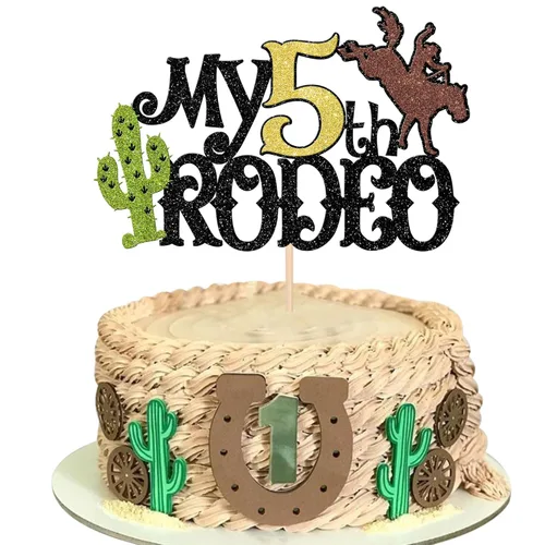 Vista 10 de 40 piezas de decoraciones para cupcakes de vaquera de doble cara con herradura, cactus, sombrero y bota, palillos para cupcakes, bola de discoteca