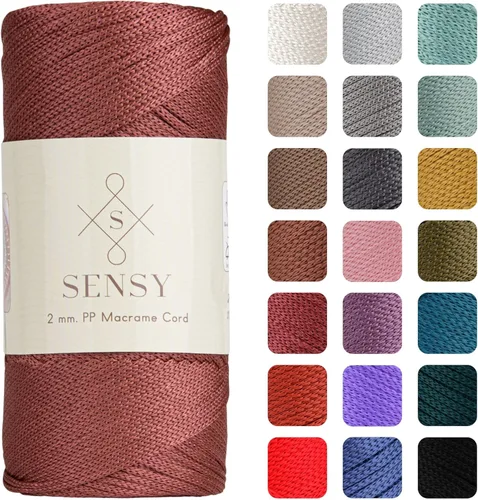 Vista 144 de Sensy Premium 2mm 229.5 metros de cuerda de poliéster 100% cordón de polipropileno Cordón de macramé 2mm Cordón para bolso de crochet Hilo