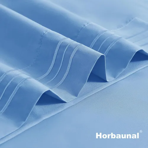 Vista 7 de Horbaunal Paquete de 2 fundas de almohada de microfibra de tamaño estándar, color azul, con cierre de sobre, 1800 hilos, suaves y resistentes al