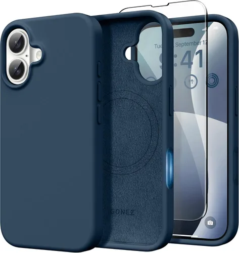 Vista 83 de GONEZ Funda magnética para iPhone 14, compatible con Magsafe, con protector de pantalla + protector de cámara, forro de microfibra antiarañazos