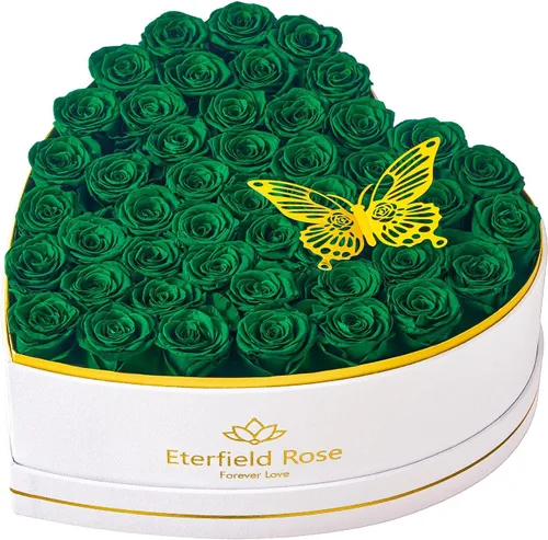Vista 21 de Eterfield 27 flores para siempre en caja con forma de corazón, rosas preservadas que duran un año, flores preservadas, regalos de cumpleaños
