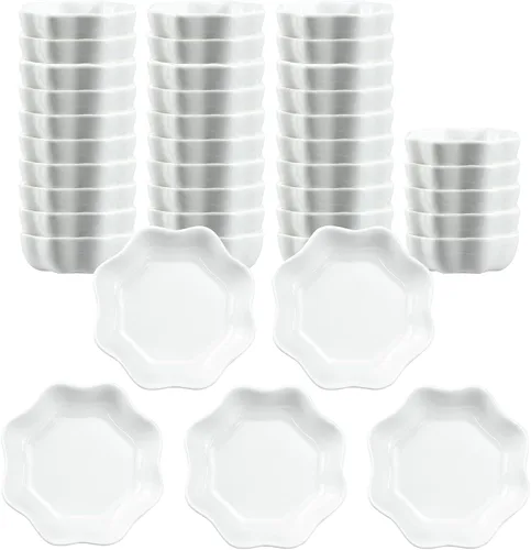 Vista 9 de SOCOSY - Plato cuadrado multiusos de cerámica para salsa, platos de condimento, tazón para sushi, platos de aperitivo, plato para servir, platillos