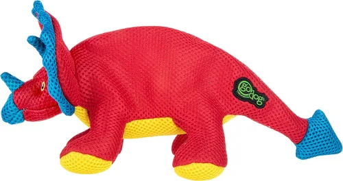 Vista 3 de goDog Juguete chirriante para perros con volantes de malla de doble guardia masticable, rojo, pequeño