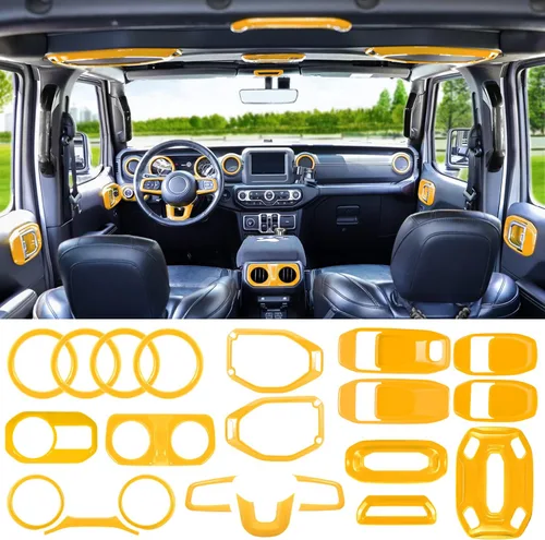 Vista 8 de Juego de 21 piezas de decoración interior para Jeep Wrangler JL JLU 2018-2022 y Gladiator JT 2020-2022 Interruptor de luz de lectura para altavoz
