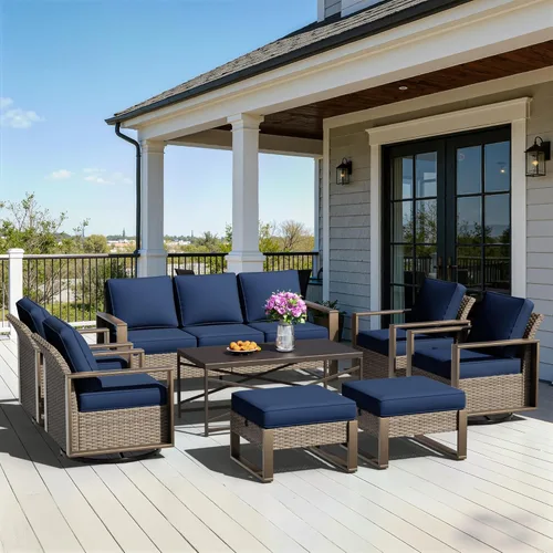 Vista 27 de Sofá de Mimbre Metálico para Patio de 75", Sofá Sillón de Ratán para Exteriores de 3 Asientos para Todo Tipo de Clima con Cojines Premium