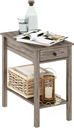 Vista 12 de Mesa de noche con cajón Furinno, Madera, Marrón oscuro/Negro